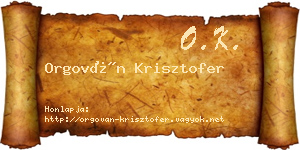 Orgován Krisztofer névjegykártya